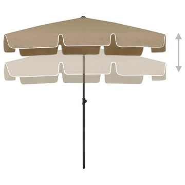 PARASOL PLAŻOWY, TAUPE, 200X125 CM