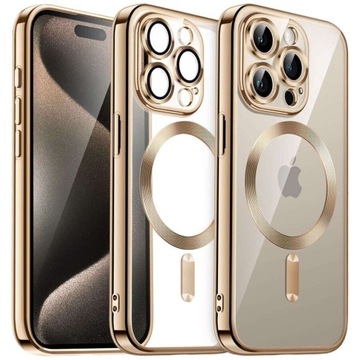 ETUI MAG SAFE CASE + SZKŁO DO IPHONE 15 PRO GLAMOUR LUXURY SLIM RING COVER