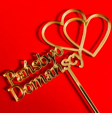 Топпер для торта Мистер и Миссис + имя, золотое зеркало