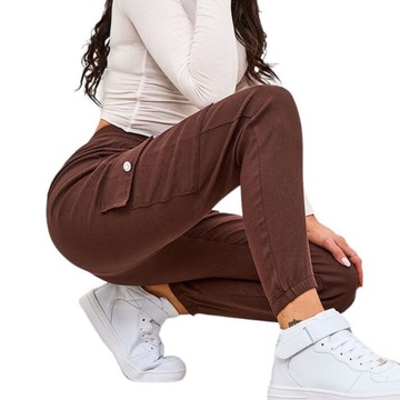 HL-479 D.BROWN SPODNIE DAMSKIE CARGO S/M - 37
