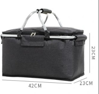 СКЛАДНАЯ ТЕРМАЛЬНАЯ КОРЗИНА ДЛЯ ПИКНИКА КОРЗИНА ДЛЯ ПОКУПОК - СЕРАЯ