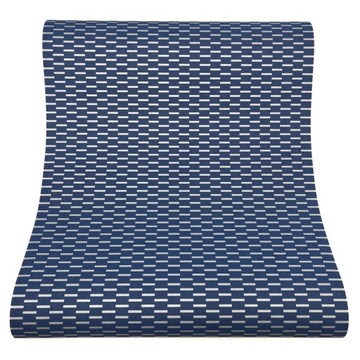 ELEGANCKA TAPETA GŁĘBOKI NIEBIESKI WZÓR GEOMETRYCZNY PROSTOKĄTY B3180008