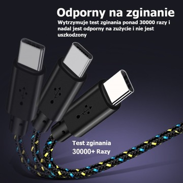 OPLATANY ŻÓŁTY KABEL USB-C WZMACNIANY QUICKCHARGE
