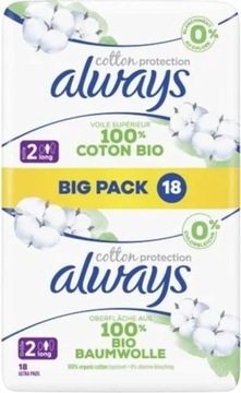 ALWAYS Cotton Protection podpaski ze skrzydełkami long - 18 sztuk