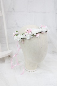 Венок для причастия, цветы, розы, жемчуг