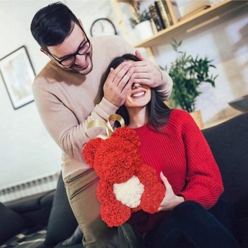 MIŚ z RÓŻ DUŻY Z PŁATKÓW RÓŻ PREZENT DZIEŃ KOBIET ROSE BEAR RÓŻ