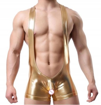 BDSM5 Męskie body kombinezon jockstrap LATEX - L