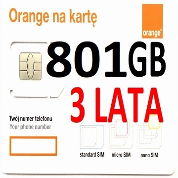 INTERNET NA KARTĘ STARTER ORANGE FREE 801 GB PONAD 3 LATA - 1125 DNI