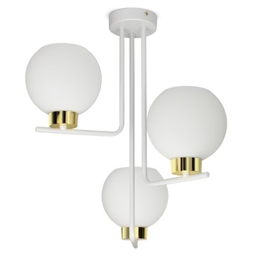 Lampa Wisząca Sufitowa Żyrandol Biała Szklane Kule White Glass C3 LED E27