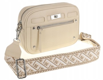 ERICK style Elegancka Torebka beżowa Kuferek Listonoszka H0609 Beige