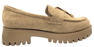 БЕЖЕВЫЕ ЗАМШЕВЫЕ МОКАСИНЫ GOODIN PLATFORM XR358 37