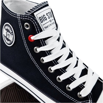 Trampki Damskie Wysokie Big Star z wkładką HI-POLY czarne buty NN274659 37