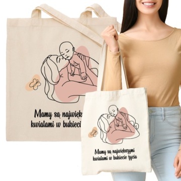 Torba Beżowa Na Prezent Dla Mamy DZIEŃ MATKI Wzory