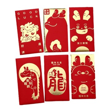 6шт китайский лунный год красные конверты поздравительные открытки конверты в стиле