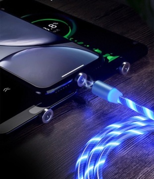 МАГНИТНЫЙ КАБЕЛЬ ДЛЯ ЗАРЯДКИ ТЕЛЕФОНА USB-C MICRO USB IPHONE, СВЕТЯЩИЙСЯ