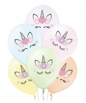 BALONY KOLOROWE JEDNOROŻEC UNICORN KONFETTI 6szt