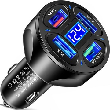 Автомобильное зарядное устройство 4x USB QC 3.0 66 Вт, быстрое и мощное, для автомобильного телефона