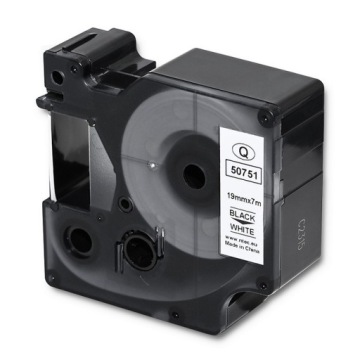 Лента для DYMO D1 45803,45808 19ммx7м белая/черная