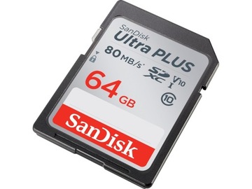 Карта памяти SanDisk Ultra PLUS U1 C10 SDXC 64 ГБ