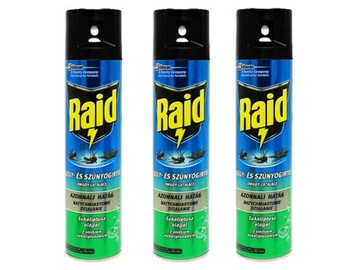 3x RAID SPRAY Z OLEJKIEM EUKALIPTUSOWYM PRZECIW OWADOM LATAJĄCYM 400ML