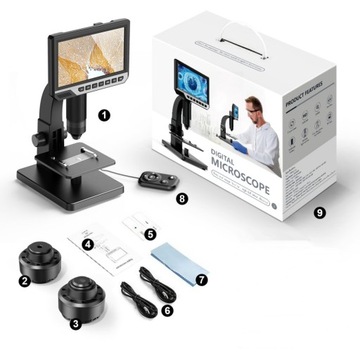 ЦИФРОВОЙ МИКРОСКОП С ЗУМОМ 2000x 12MP 11LED HD-ЭКРАН 7