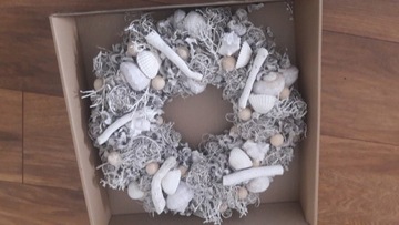 Венок-украшение 36 см, ракушки беленые, новый