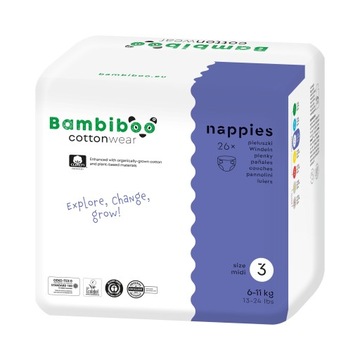 Набор одноразовых подгузников 3х26 Bambiboo COTTONWEAR DIAPERS размер 3 6-11кг