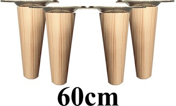 NOGI NÓŻKI drewniane zwężane 60cm 4szt + blachy