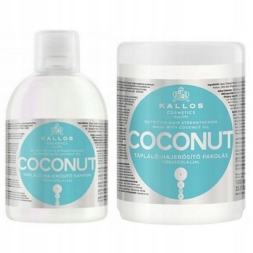 KALLOS ZESTAW WZMACNIAJĄCY Z KOKOSEM COCONUT MASKA + SZAMPON 2x1000ML 2x1L