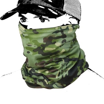 KOMIN CHUSTA NA SZYJE WIELOFUNKCYJNA CAMO MG SIATKA MESH MULTICAM TROPIC
