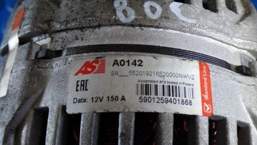 ALTERNÁTOR 12V 150A A0142 100%OK PEUGEOT 308 I T7 1.6 HDI