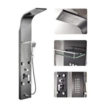Panel Zestaw prysznicowy PRESTIGE z hydromasażem i deszczownica CZARNY