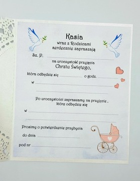 ZAPROSZENIA CHRZEST CHŁOPCA DZIEWCZYNKI BIEL BIAŁE