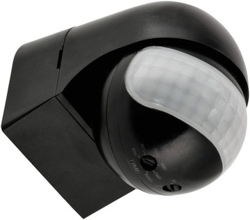 PIR-светодиодный датчик движения IP44 Детектор для использования вне помещений, черный, регулируемый