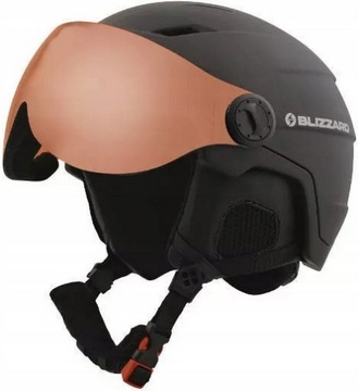 Лыжный шлем BLIZZARD DOUBLE VISOR 56-59см черный матовый оранжевый с зеркалом