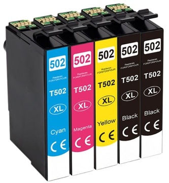 5x Tusze do EPSON 502 XL XP-5100 WF-2800 WF-2860
