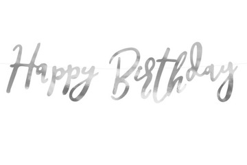BANER URODZINOWY Happy Birthday srebrny 62 cm