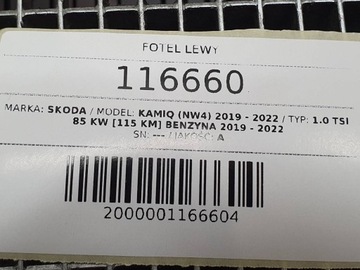 SEDADLO LEVÝ PŘEDNÍ ŘIDIČE SKODA KAMIQ SCALA 5WA881105D