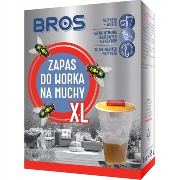 Pułapka WOREK Na MUCHY BROS ZAPAS XL + PRZYNĘTA Silnie Wabiąca Muchy