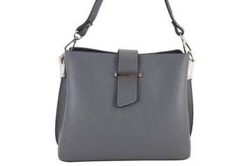 Skórzany kuferek damski shopper bag ciemnoszary - Barberini's 752-28