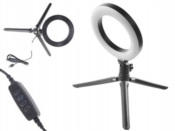 LAMPA PIERŚCIENIOWA USB LED SELFIE MAKIJAŻ +STATYW