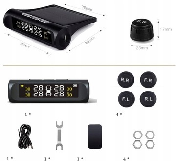 4 ДАТЧИКА ДАВЛЕНИЯ В ШИНАХ TPMS SOLAR LCD