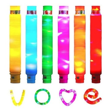 RURKI POP TUBE RURY TUBY SENSORYCZNE ZESTAW LEDOWE