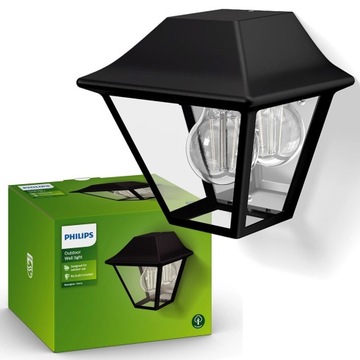 PHILIPS LAMPA ogrodowa LED KINKIET elewacyjny ALPENGLOW E27 czarna LATARNIA