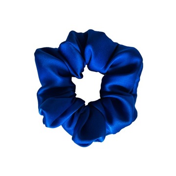 Jedwabna gumka do włosów scrunchie frotka Kobalt