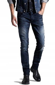 Jack Jones Męskie Granatowe Klasyczne Jeansy Slim Zwężane 31/30