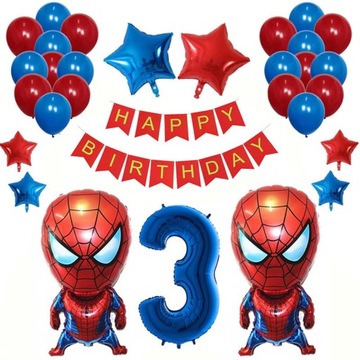 ZESTAW BALONY + GIRLANDA NA 3 URODZINY SPIDERMAN