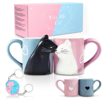 Kubki ceramiczne dla par zestaw 2szt koty 350ml na prezent dla niej niego
