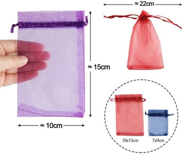 СУМКА ИЗ ОРГАНЗЫ 120 ШТ 15*10 МНОГО ЦВЕТОВ