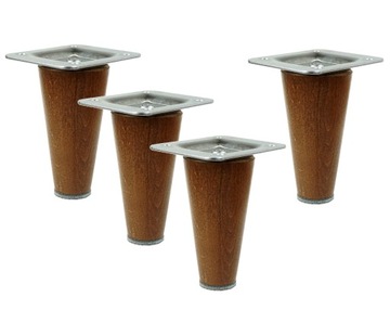 4x Noga do mebli, stolika drewniana buk, orzech prosta, zestaw 10 cm